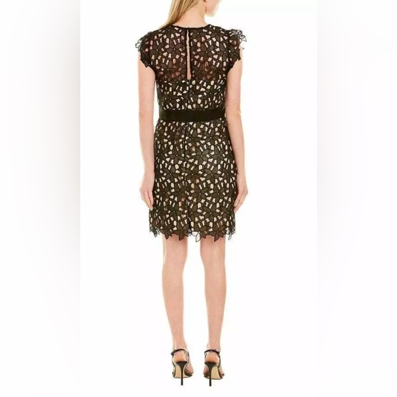 Milly Women's Black Leila Floral Guipure Lace Short Dress size 2 - Picture 4 of 8